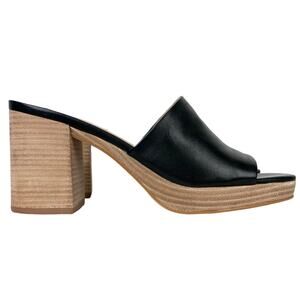 NWOB Steve Madden Elda Slide Sandal in Black Leather, Size 9.5